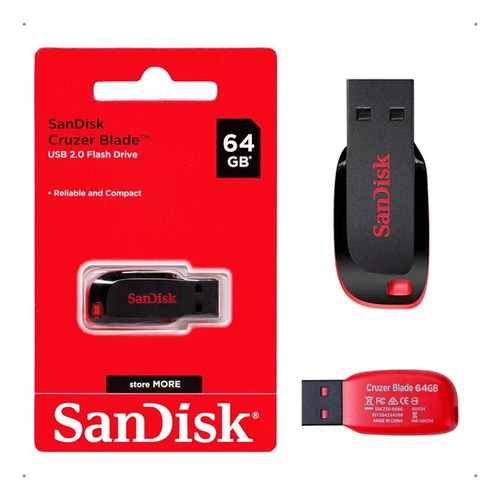 Pendrive De Armazenamento Sandisk Usb 2.0 64gb