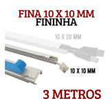 Canaleta Branca Fina 3 Metros 1x1cm Com Adesivo 10x10mm 