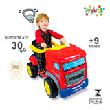 Carrinho Passeio Brinquedo Infantil Pedal Truck Motoca Guia Cor Vermelho