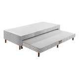 Cama Box Base C/auxiliar Solteiro Bordado Branco (88x30)par