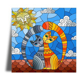 Azulejo Decorativo  Dia De Sol Com Gatos