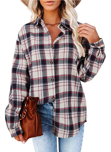 Camisa A Cuadros Estilo Boyfriend Holgada E Informal Mujer