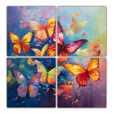 140x140cm Cuadro Movimiento Fantasía Mariposas Arcoíris