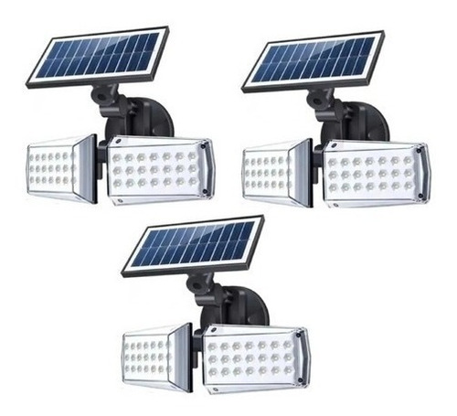 Pack X3 Focos Solares Recargable Exterior Foco Solar 78 Led