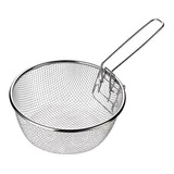 Canasto Freidor Redondo Mango Plegable Acero Inox 22 Cm