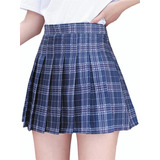 Falda Corta Minifalda Plisada Con Cuadros De Estilo Coreano