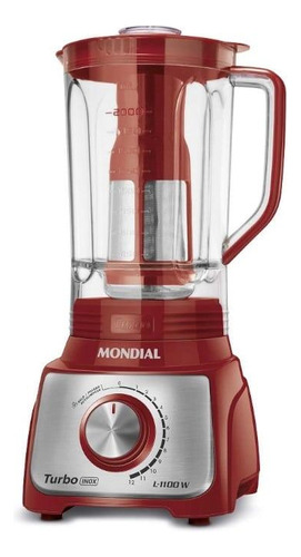 Liquidificador Mondial Turbo Inox 1100w Vermelho E Inox 127v