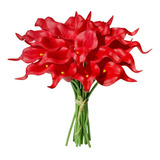 20 Flores Calas Artificiales Mandys Latex  35cm Rojo