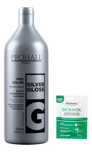 Prohall Máscara Matizadora Silver Gloss Loiro Branco 500ml