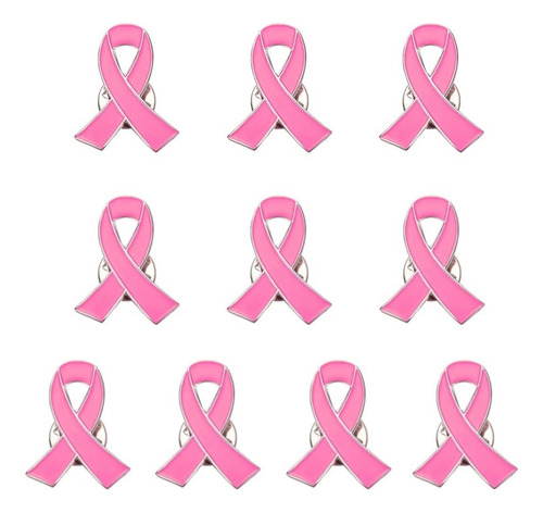 10 Pin Broche Lazo Rosa Lucha Contra Cancer De Mama + Regalo
