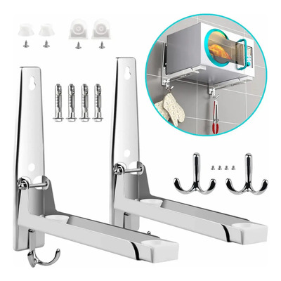 Soportes De Acero Inoxidable Para Microondas Con Ganchos, Estante De Horno De Microondas Plegable Telescópico | MercadoLibre