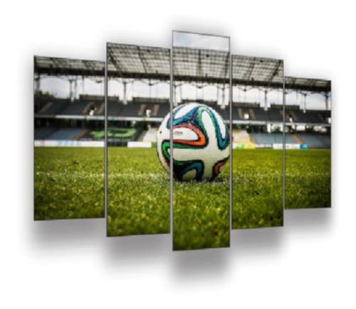 Quadro Decorativo Mosaico 5pçs Decor Bola De Futebol  Mod10