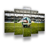 Quadro Decorativo Mosaico 5pçs Decor Bola De Futebol  Mod105