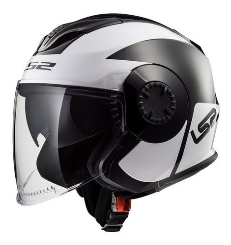 Casco Abierto Moto Ls2 570 Verso Mobile Blanco Y Negro 