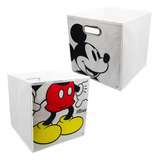 Caja Canasta Cesta Almacenamiento Organizacion Mickey Disney Color Blanco