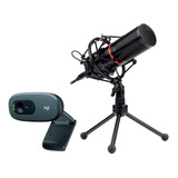Kit Stream Webcam Logitech C270 + Microfone Redragon Blazar