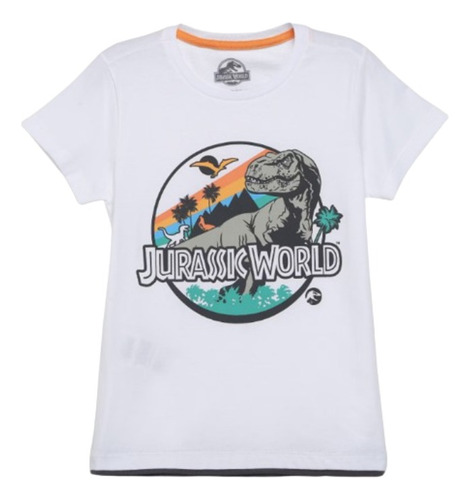 Camiseta 100% Algodão Jurassic World Dinossauro Menino