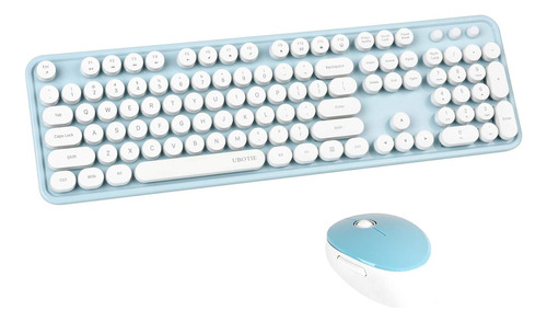 Teclado Inalámbrico C/mouse Ubotie , 2.4ghz , Azul/blanco Cn