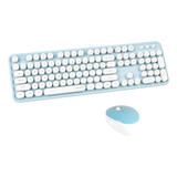 Teclado Inalámbrico C/mouse Ubotie , 2.4ghz , Azul/blanco Cn