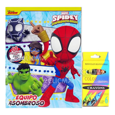 15 Libros Colorear 16 Pg + 15 Crayolas  Spiderman Spidey | MercadoLibre