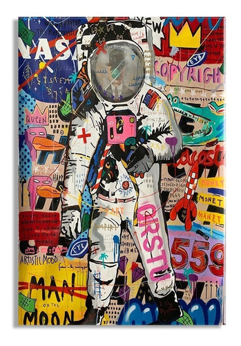 Quadro Decorativo Astronauta Art Pop Grafitti Grande 80x60cm