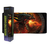 Mouse Pad Gamer Jogo Borda Led Rgb Dragão Grande 80x30cm