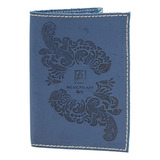 Porta Pasaporte De Piel Con Detalles Grabados Tipo Cincelado Color Azul Diseño De La Tela Porta Pasaporte Grabado