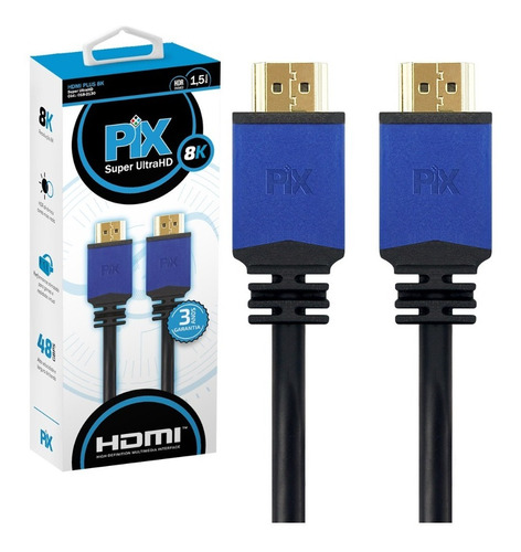 Cabo Hdmi Premium 2.1 1,5 Metros 4k 144hz 8k 120hz 48g Gamer Pix