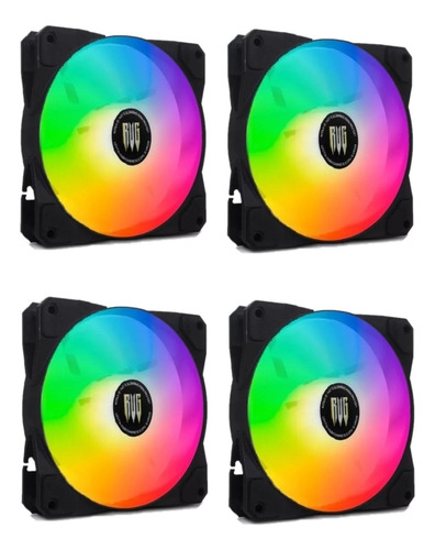 Kit 4 Cooler Fan Led Rgb Pc Gabinete Cpu Gamer 3 + 4 Pinos