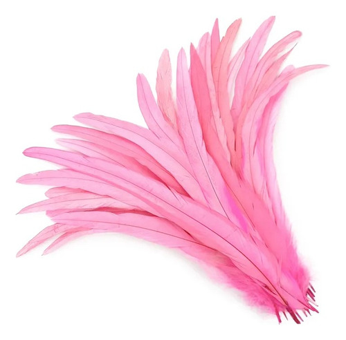 10 Plumas De Cola De Gallo Rosa 40-45cm Largas Sueltas 