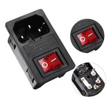 Conector Ficha Gabinete C14 Hembra Con Porta Fusible Y Llave