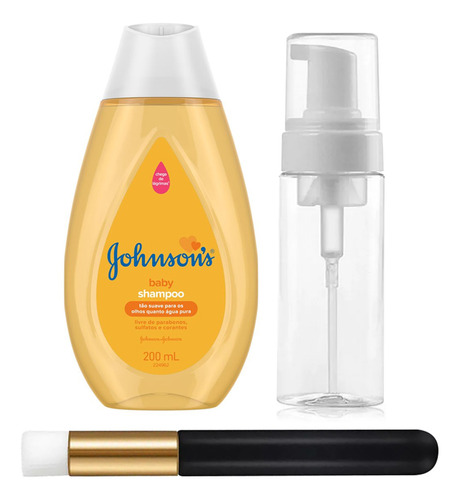 Kit Shampoo Johnson + Frasco Pump + Pincel De Limpeza