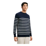 Suéter Hering Comfort Listrado Em Tricô Marinho/branco
