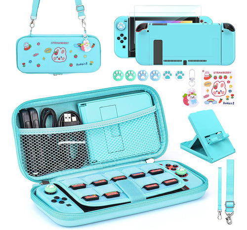 Kit De 15 Accesorios Con Estuche Para Nintendo Switch Funda 