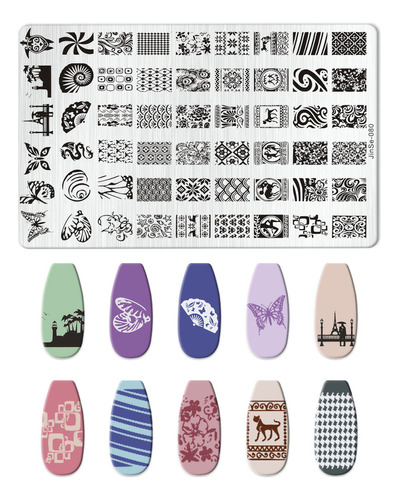 Set 2 Placas De Stamping Surtidas De 14 X 10cm Manicure