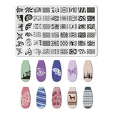 Set 2 Placas De Stamping Surtidas De 14 X 10cm Manicure