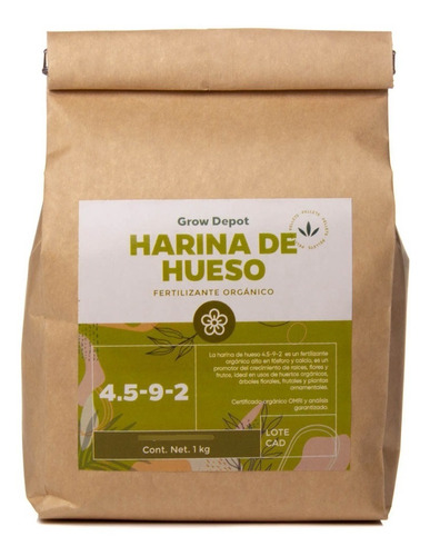 Harina De Hueso 1 Kg Pellet Biofert C/ Certificado Orgánico