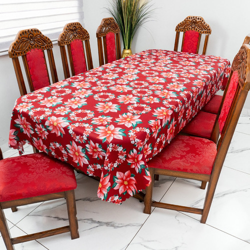 Toalha De Mesa Natalina Estampada 3,00x1,40 10 Cadeiras Luxo