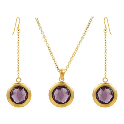 Juego Colgantes Gargantilla Swarovski Oro 24k Lam Calidad Oro