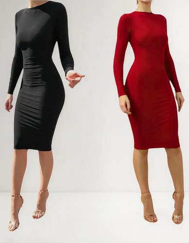 Vestido Combo 2x1 Sexy Manga Larga Entallado Antro R2 | Meses sin interés