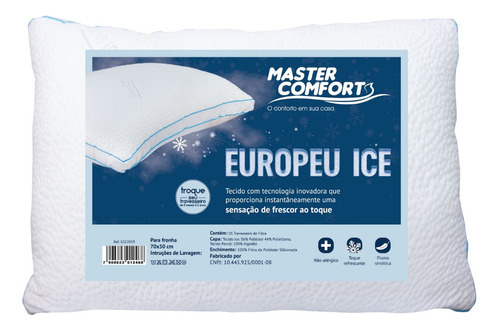 Travesseiro Toque De Pluma Europeu Ice Antialérgico 50x70cm