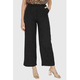 Pantalón Tipo Lino Wide Leg Negro Nicopoly