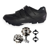 Combo Zapatilla Ciclismo Mtb Xtrail + Pedales Lit Con Calas