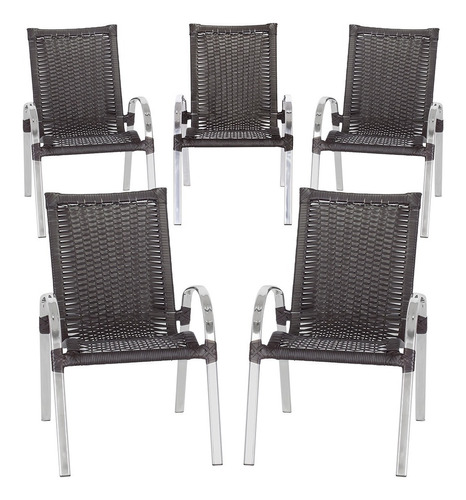Cadeira De Piscina Em Aluminio E Fibra Colombia 5 Unidades