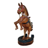 Cavalo Arriado Empinando Esculpido Em Jacarandá.