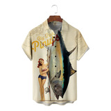 Camisa Hawaiana Unisex Beauty Fishing, Camisa De Playa De Ve