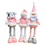 3 Monos Patas Larga Muñecos Navidad Pascuero Reno Mono Nieve Color Rosado Premium