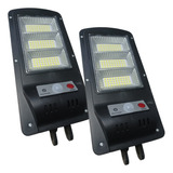 Kit 02 Refletor Solar Led Poste Sensor Presença Controle 60w