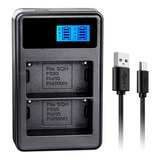 Cargador Dual Lcd Usb Para Sony Np550 Np570