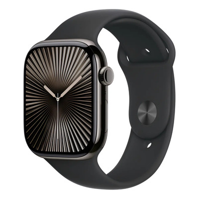 Apple Watch Series 10 GPS + Cellular • Caja de titanio color pizarra de 46 mm • Correa deportiva negra - M\u002FL - Distribuidor Autorizado | Meses sin interés